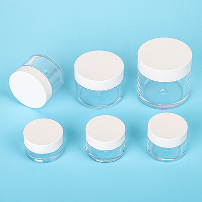 Pot vide fait sur commande de crème du fond de forme ronde du double mur clair 15g 20g 30g 80g mini