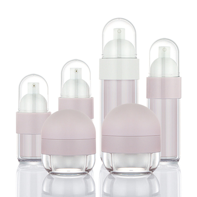 Récipient vide de soins de la peau rose mat ensemble de voyage portable bouteille de lotion et pot de crème