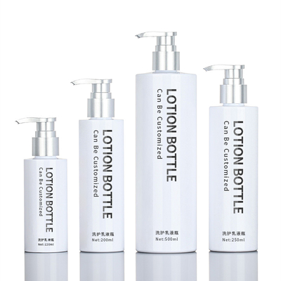 Bouteille en plastique d'emballage de soins de la peau de pompe de shampooing de douche d'ANIMAL FAMILIER du gel 200ml 500ml de conditionneur supérieur argenté rond blanc de sérum