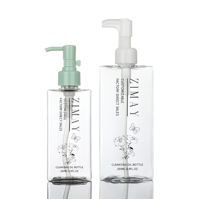 shampooing clair de conteneur d'emballage de l'huile 180ml et bouteille carrée 200ml en plastique de pompe de lotion d'ensemble de conditionneur