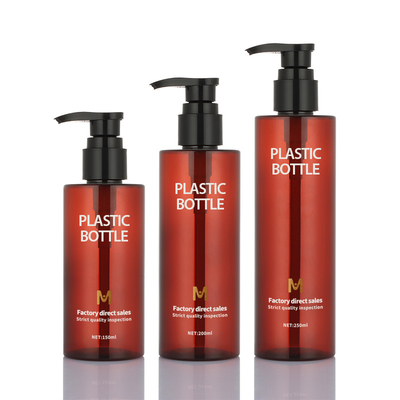 Rond Amber Shampoo Bottle Pump Sprayer 150ml 200ml 250ml pour le gel de douche