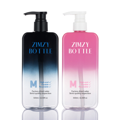 bouteille cosmétique claire vide de la lotion 500ml avec le noir privé d'air de rose de gradient de pompe