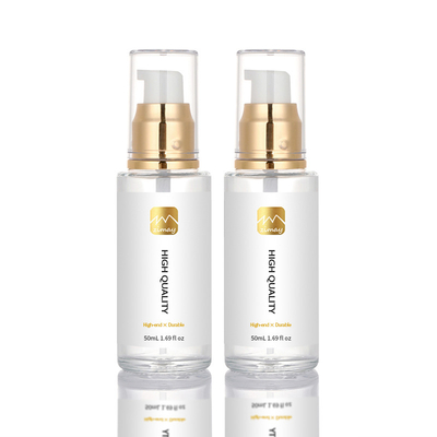 conteneurs de luxe en verre de lotion d'huile de 50ml Matte Empty Cosmetics Serum Hair avec le dessus de luxe d'or
