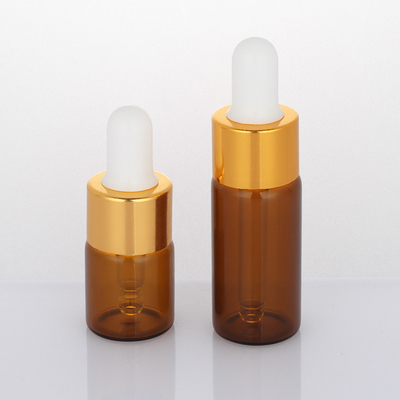 Bouteille cosmétique vide givrée d'Amber Dropper Round Face Serum de bouteille de 5ml 10ml
