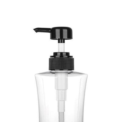 Pompe cosmétique de noir de la bouteille 400ML 600ML de lotion de rond transparent de cylindre