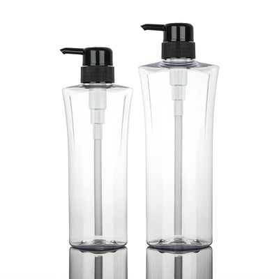 Pompe cosmétique de noir de la bouteille 400ML 600ML de lotion de rond transparent de cylindre