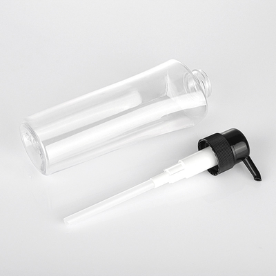 Pompe cosmétique de noir de la bouteille 400ML 600ML de lotion de rond transparent de cylindre