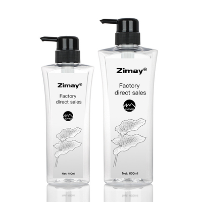 Pompe cosmétique de noir de la bouteille 400ML 600ML de lotion de rond transparent de cylindre