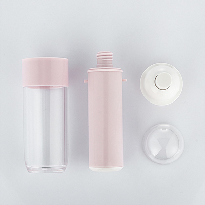 Récipient vide de soins de la peau rose mat ensemble de voyage portable bouteille de lotion et pot de crème