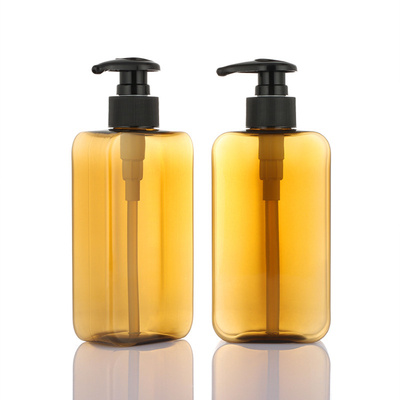 Vente en gros rectangle ambre lotion pour le corps shampooing et revitalisant pompe noire 800ml bootle