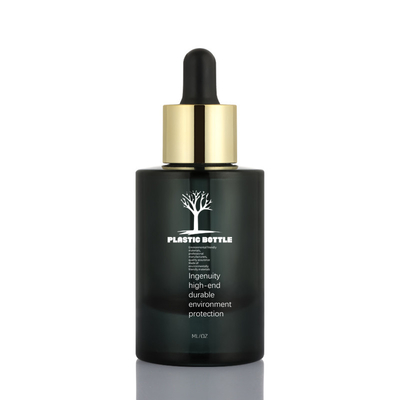 30ml Noir Verre Dépoli Rond Moderne Conception Roman Emballage Cosmétique Sérum Huile Essentielle Flacon compte-gouttes 1 Oz