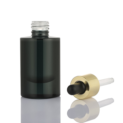 30ml Noir Verre Dépoli Rond Moderne Conception Roman Emballage Cosmétique Sérum Huile Essentielle Flacon compte-gouttes 1 Oz