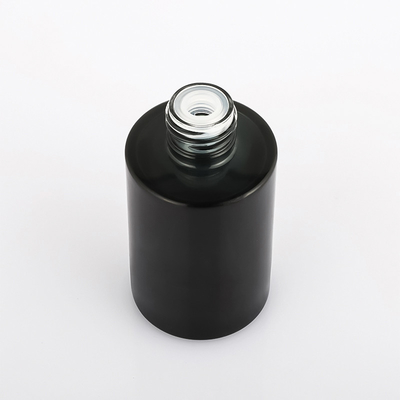 Bouteille de compte-gouttes d'épaule plate givrée par or noir de bouteille cosmétique faite sur commande de sérum