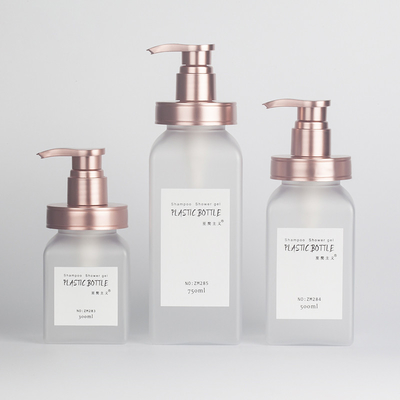 Bouteille en plastique cosmétique de lotion de shampooing de pompe de corps de pot en plastique de PETG clair mat de rectangle