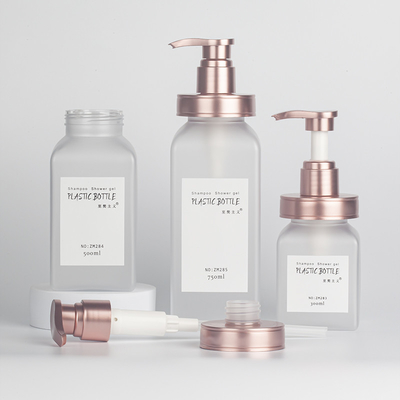 Bouteille en plastique cosmétique de lotion de shampooing de pompe de corps de pot en plastique de PETG clair mat de rectangle