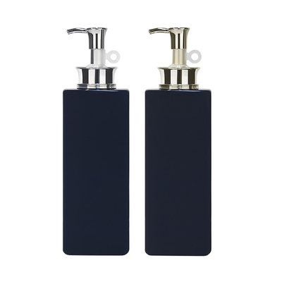 Bouteilles de lavage de corps carrées en plastique noires de 580ml PETG avec la pompe de lotion
