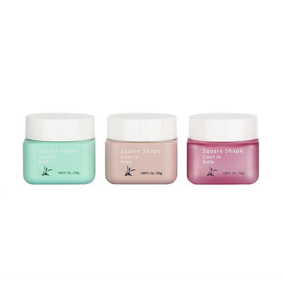 Conteneur de soins personnels de pot d'emballage de crème ambre de forme carrée 50g