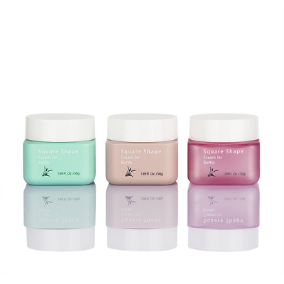 Conteneur de soins personnels de pot d'emballage de crème ambre de forme carrée 50g