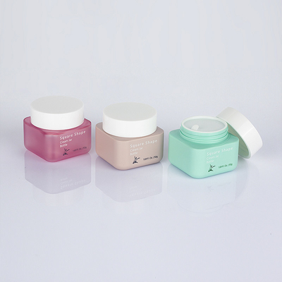 Conteneur de soins personnels de pot d'emballage de crème ambre de forme carrée 50g