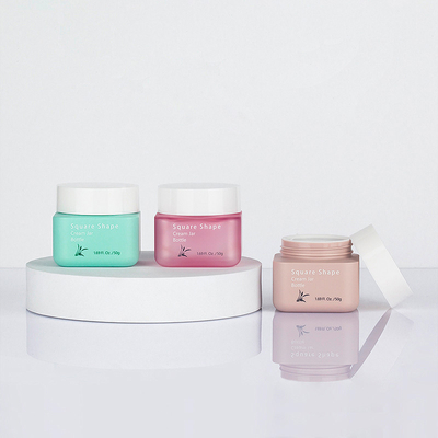 Conteneur de soins personnels de pot d'emballage de crème ambre de forme carrée 50g