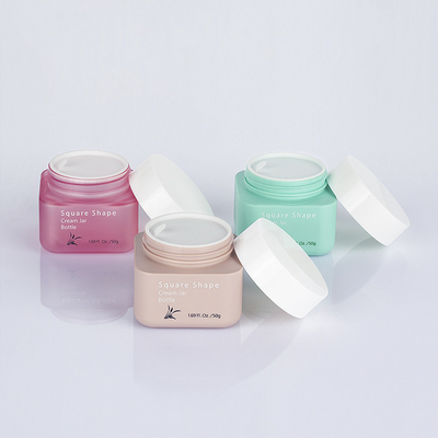 Conteneur de soins personnels de pot d'emballage de crème ambre de forme carrée 50g