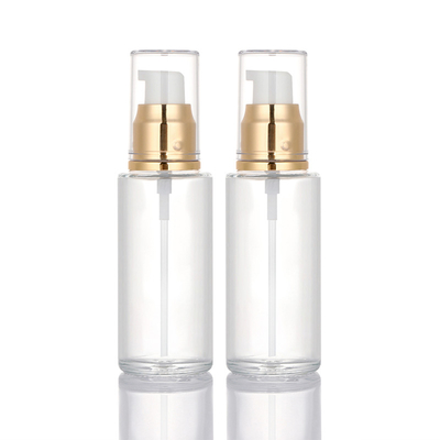 bouteille en verre givrée vide de jet de la lotion 50ml avec l'emballage cosmétique de pompe