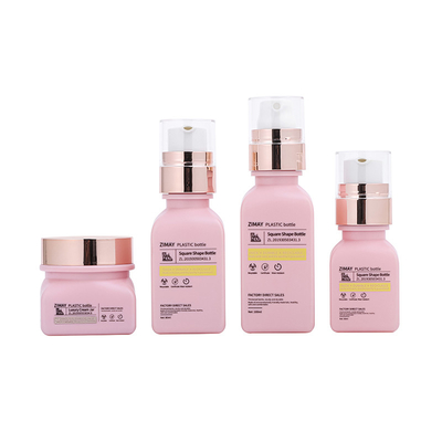 Bouteilles en plastique faites sur commande réglées pour le costume cosmétique d'emballage de pot de soins de la peau