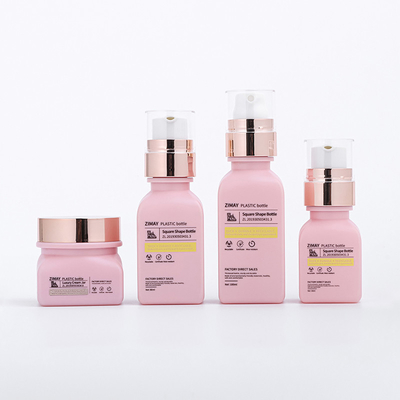 Bouteilles en plastique faites sur commande réglées pour le costume cosmétique d'emballage de pot de soins de la peau