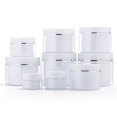 Les pots de mur font face au cosmétique de pot de crème de plastique de maquillage de lotions de soins de la peau de cheveux de main
