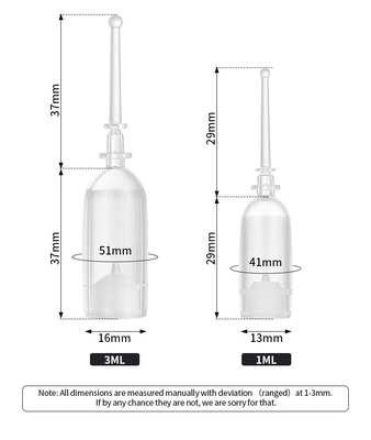 Les fioles transparentes de sérum de 2 ml, sérum cosmétique privé d'air met l'impression en bouteille d'écran