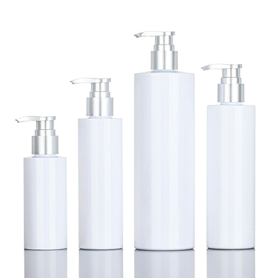 Bouteille en plastique d'emballage de soins de la peau de pompe de shampooing de douche d'ANIMAL FAMILIER du gel 200ml 500ml de conditionneur supérieur argenté rond blanc de sérum