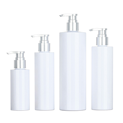 Bouteille en plastique d'emballage de soins de la peau de pompe de shampooing de douche d'ANIMAL FAMILIER du gel 200ml 500ml de conditionneur supérieur argenté rond blanc de sérum