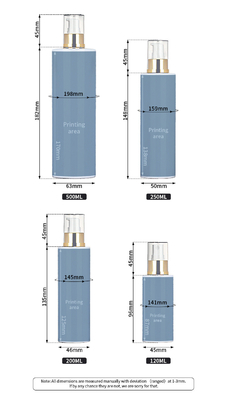 120ml en gros 200ml 250ml 500ml autour de bouteille en plastique de dessus d'or de lotion de jet de corps d'atomiseur cosmétique de brume pour le nettoyage