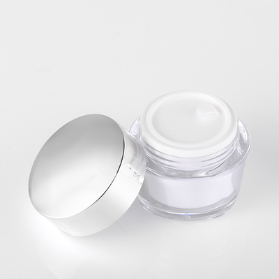 Pot cosmétique vide en plastique de pot de crème de visage de beurre de corps mur acrylique en gros de 15g 30g 50g de double avec la lèvre