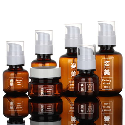 Ensembles de empaquetage cosmétiques d'ODM, 60ml 90ml 130ml Amber Plastic Cosmetic Jars
