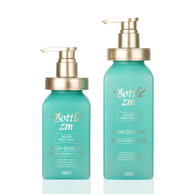 Conteneur de luxe de lotion de corps de vert de pompe de presse de dessus d'or empaquetant la bouteille en plastique de place de shampooing