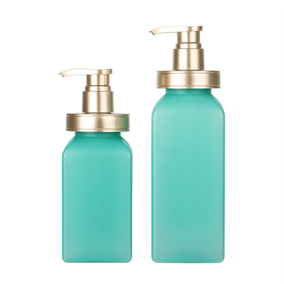 Conteneur de luxe de lotion de corps de vert de pompe de presse de dessus d'or empaquetant la bouteille en plastique de place de shampooing