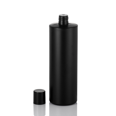 Bouteille 100ml en plastique givrée avec la matière plastique noire de PE de couvercle à visser