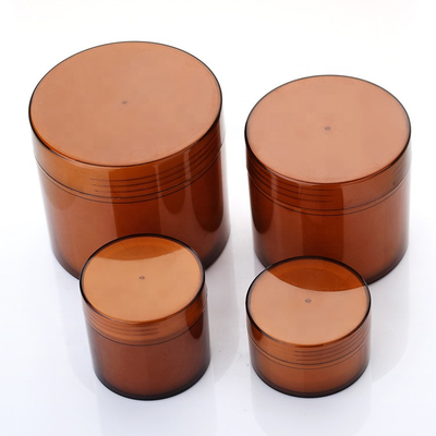 Pots cosmétiques vides en plastique de 4 onces avec des couvercles Amber Color Wide Mouth